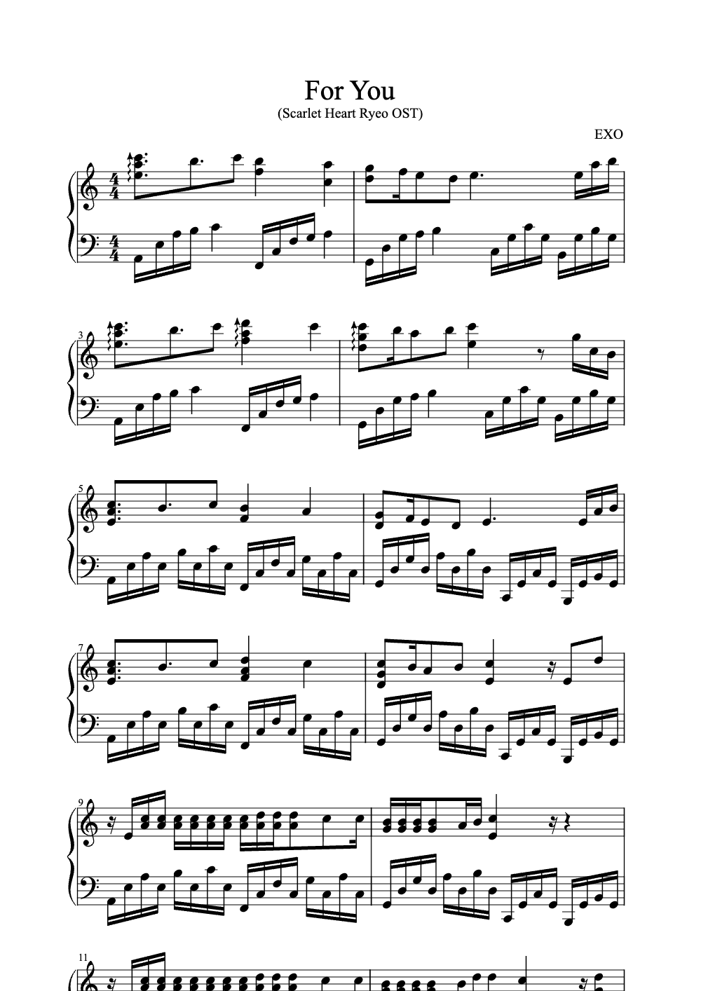 Sheet music preview for For You