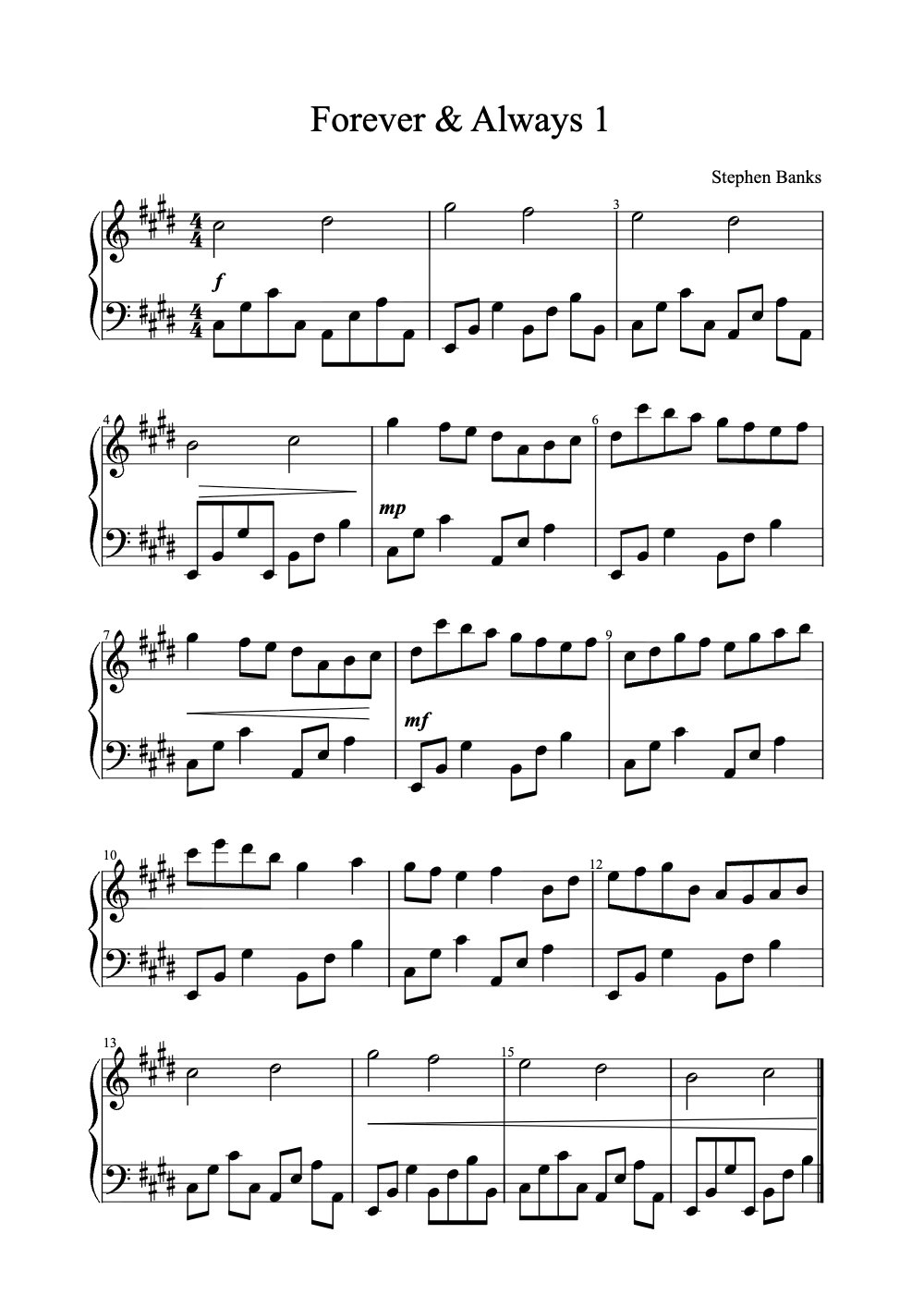 Sheet music preview for Forever & Always