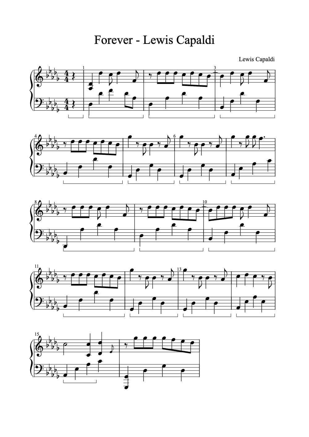 Sheet music preview for Forever