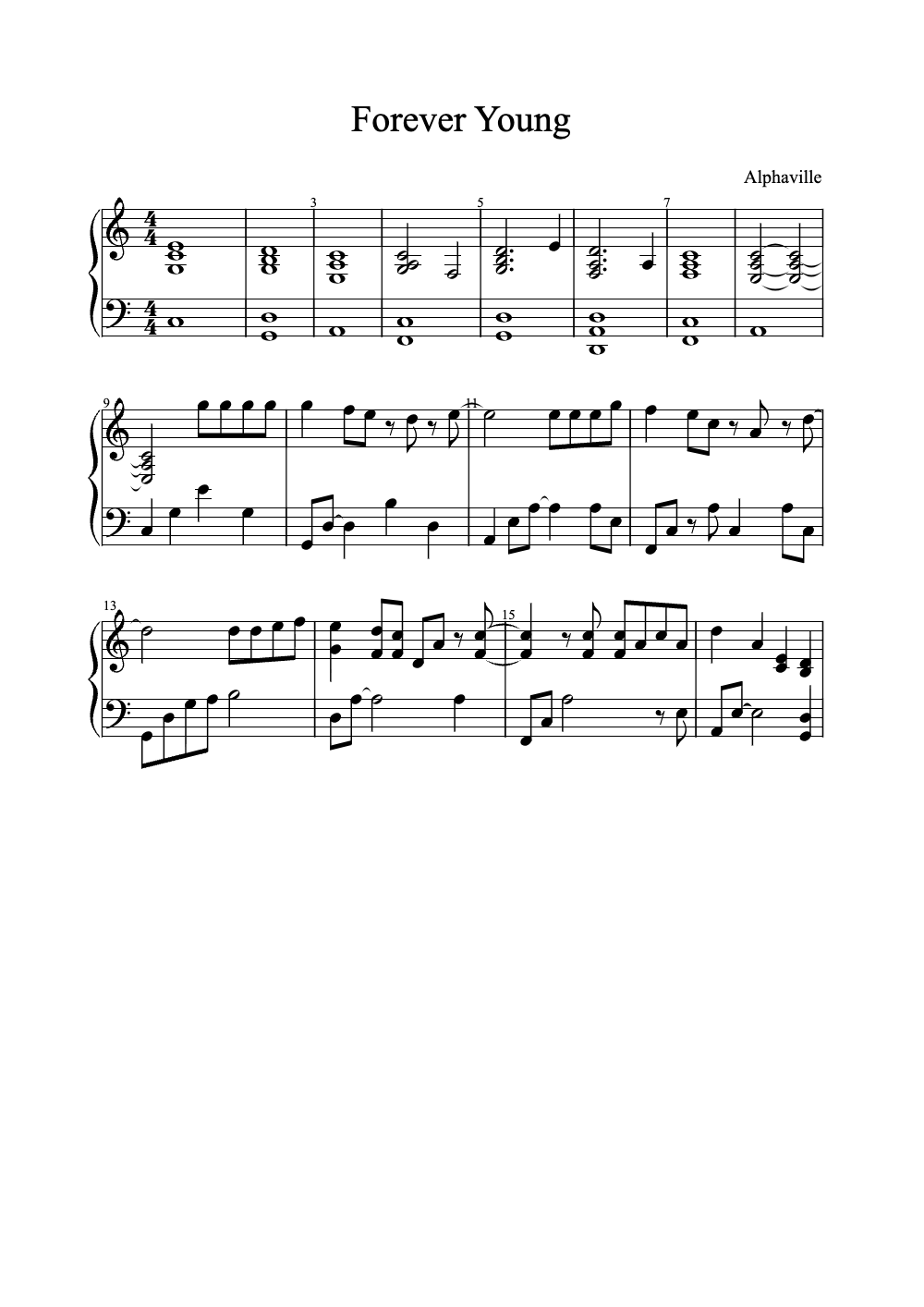 Sheet music preview for Forever Young