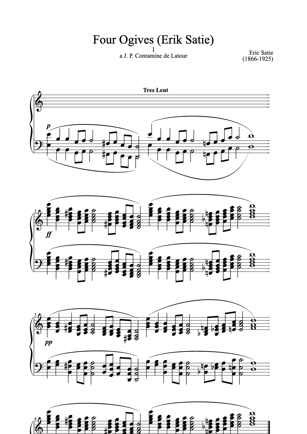 Sheet music preview for Four Ogives
