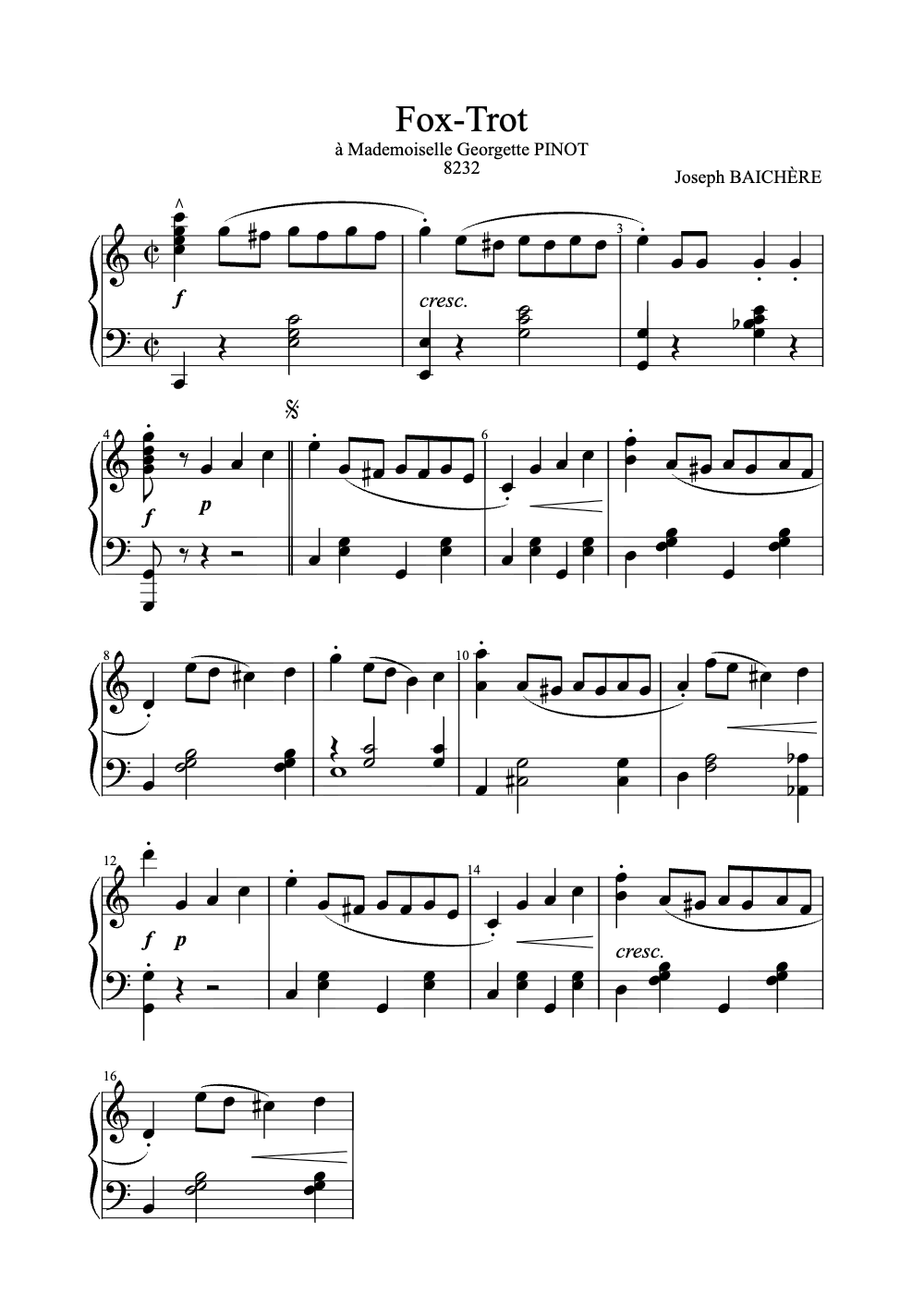 Sheet music preview for Fox-Trot
