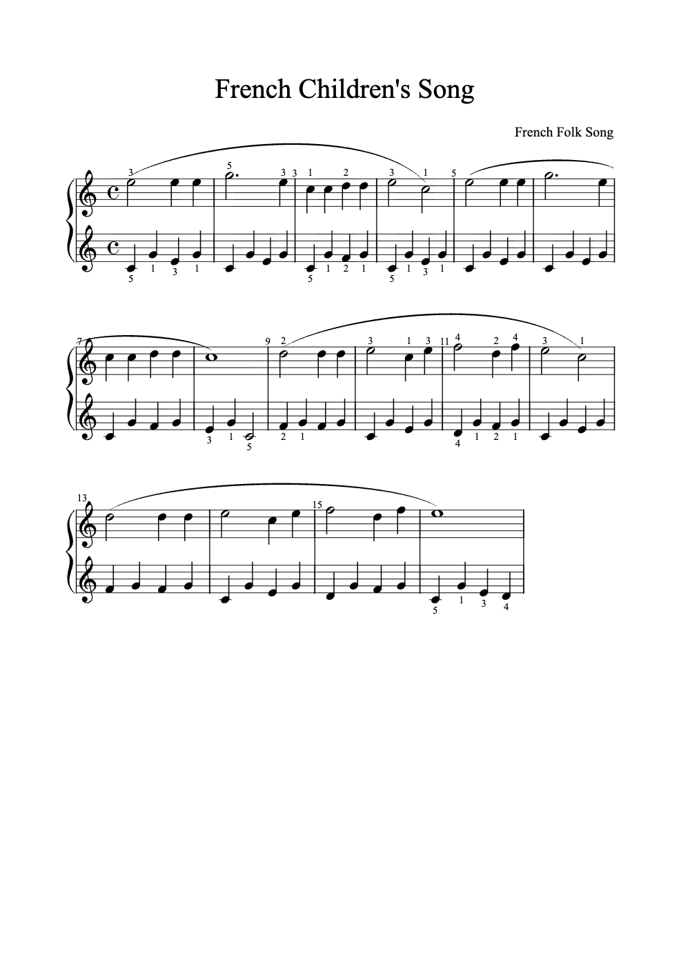 Sheet music preview for French Children's Song