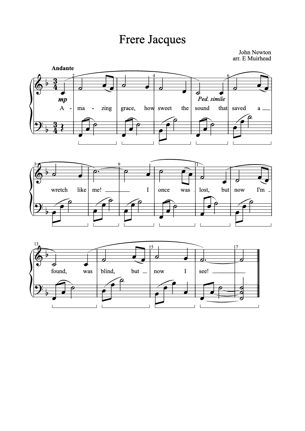 Sheet music preview for Frère Jacques