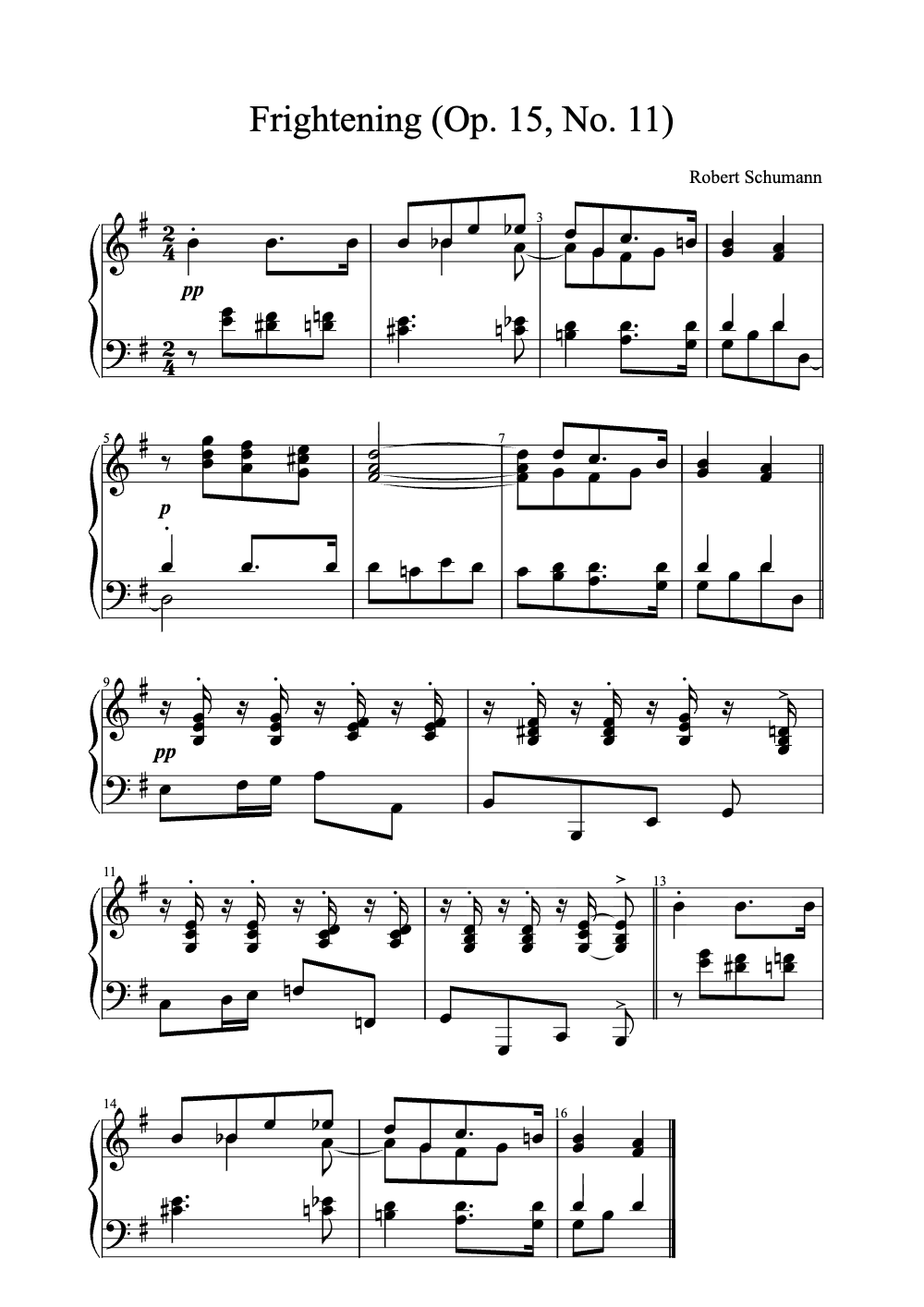 Sheet music preview for Frightening