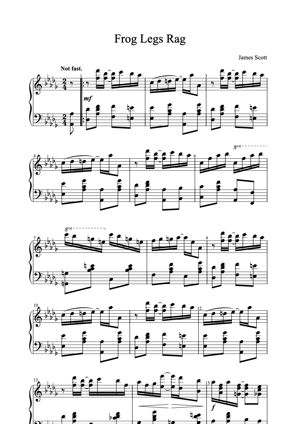 Sheet music preview for Frog Legs Rag