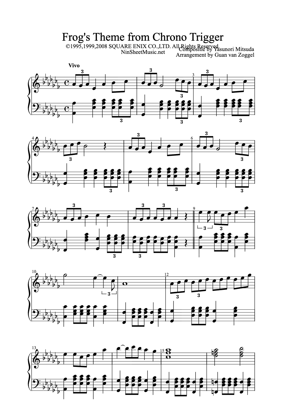 Sheet music preview for Frog's Theme from Chrono Trigger