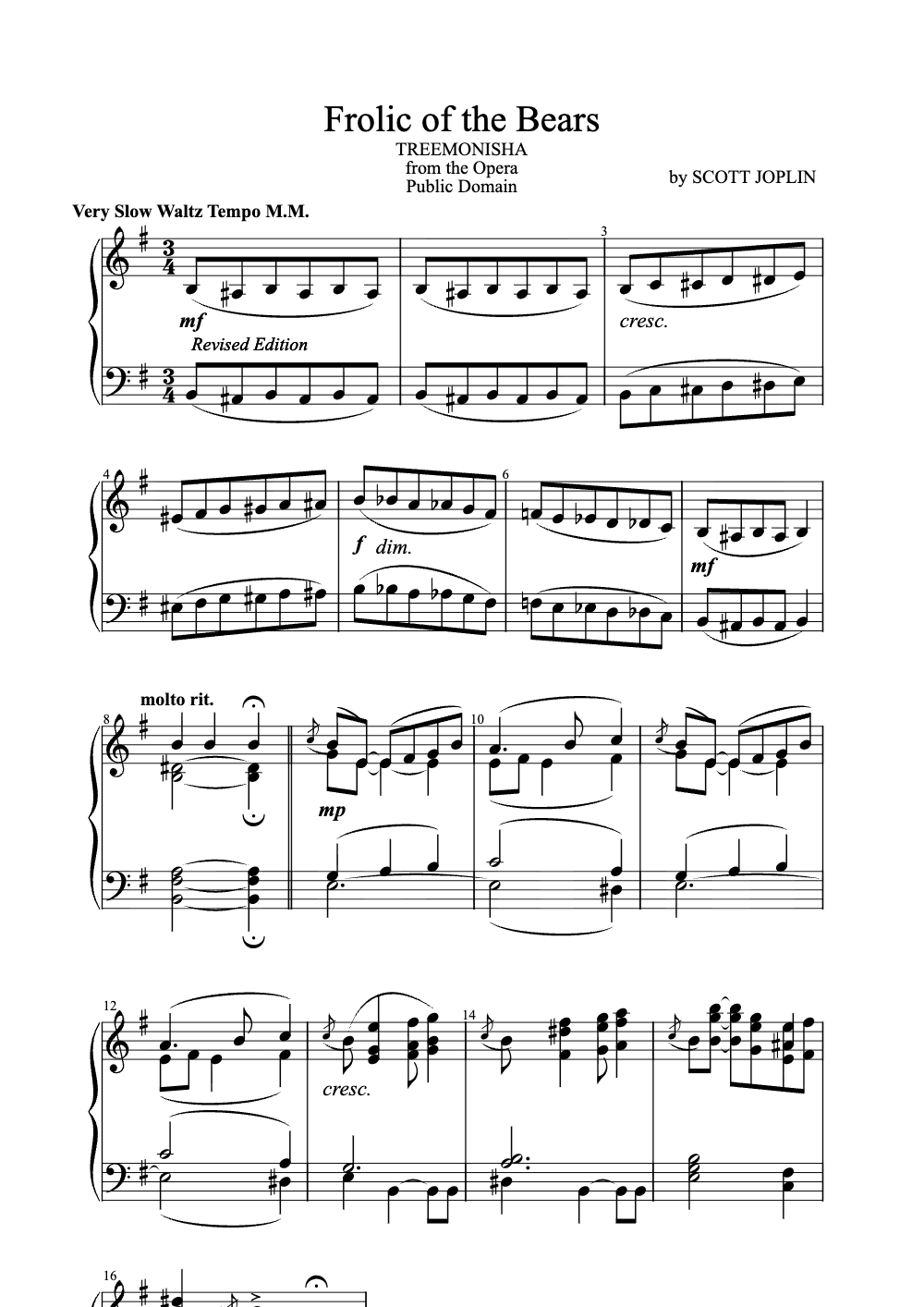 Sheet music preview for Frolic of the Bears