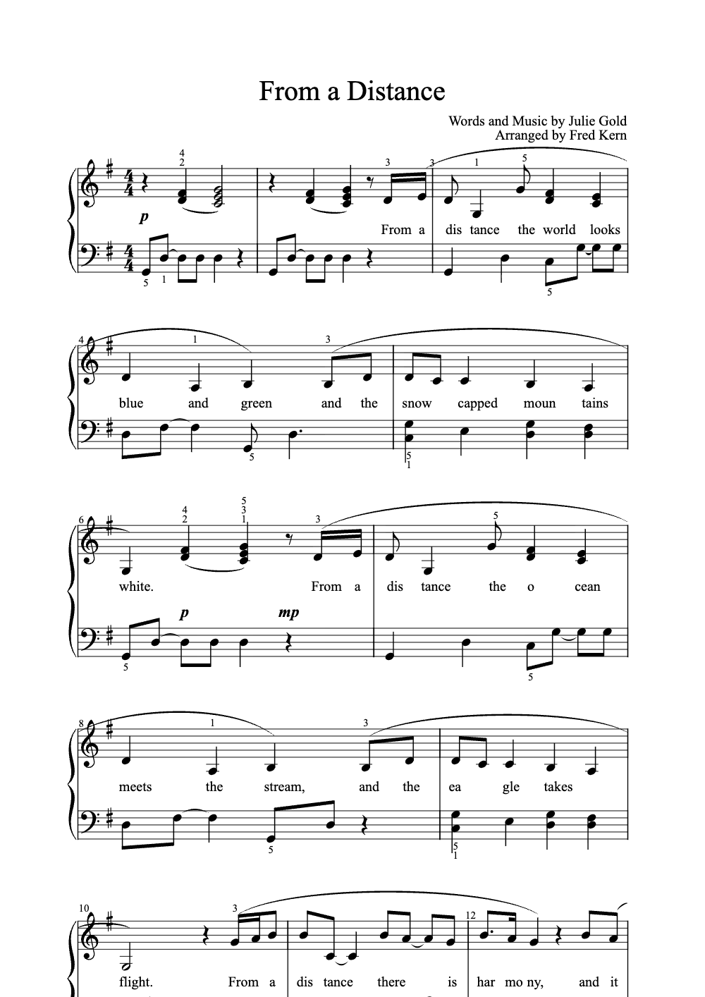 Sheet music preview for From a Distance