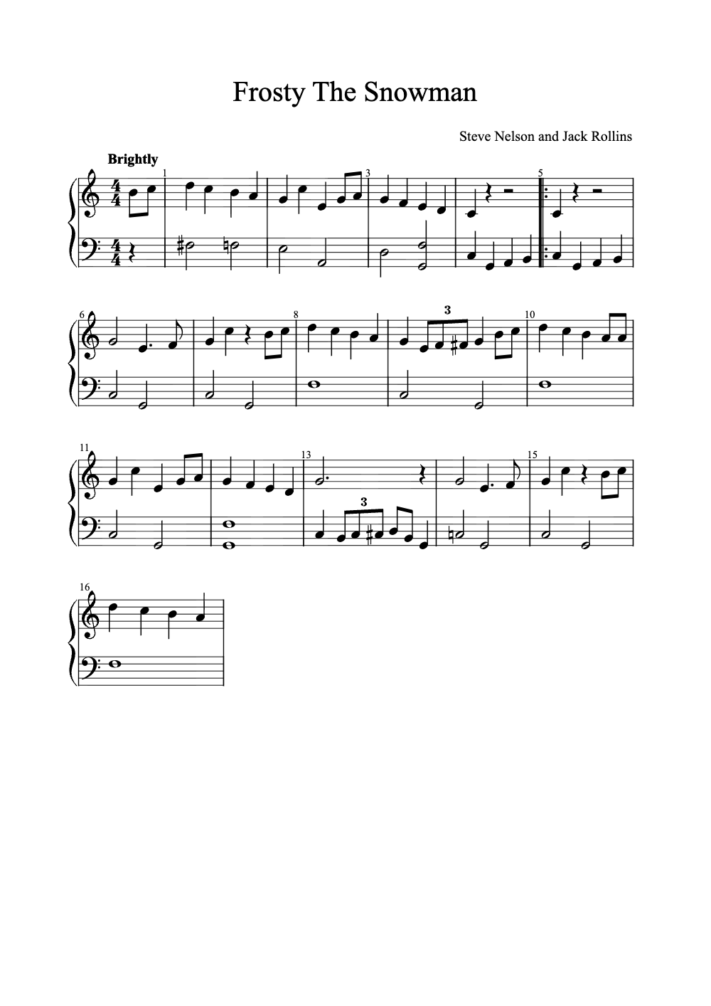 Sheet music preview for Frosty the Snowman