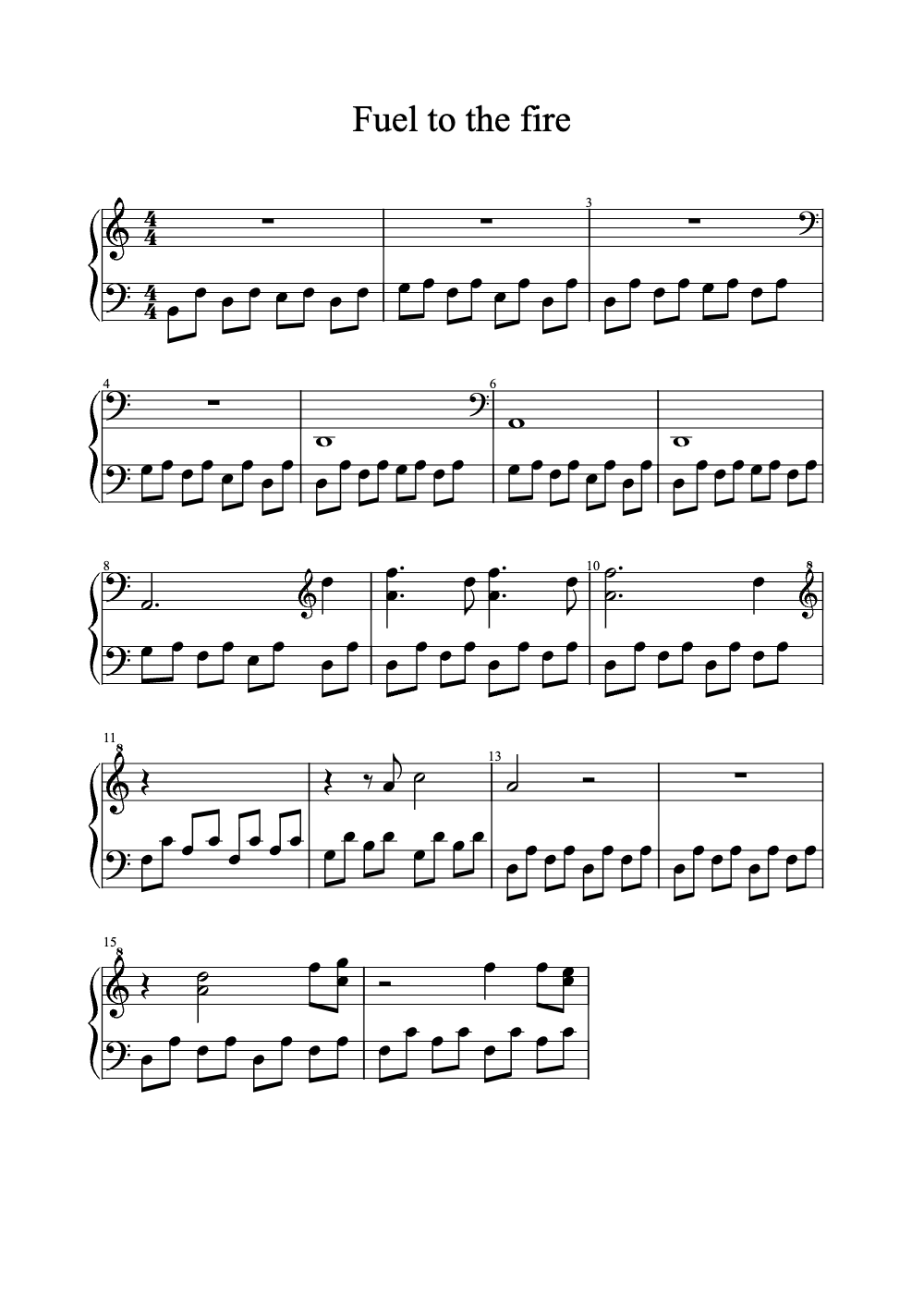 Sheet music preview for Fuel to the Fire