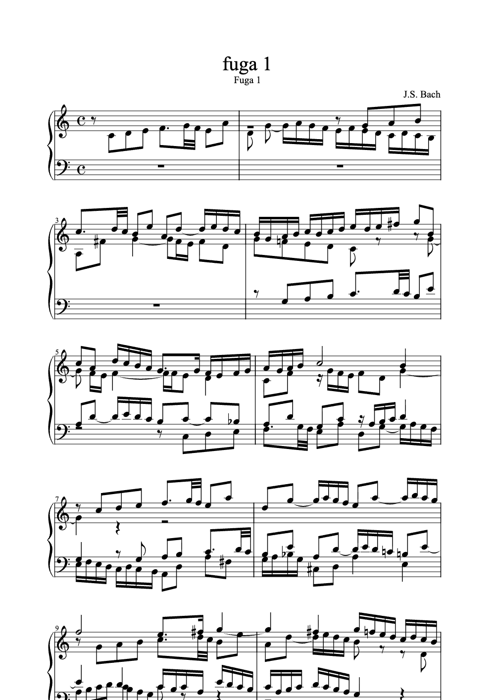 Sheet music preview for Fuga 1