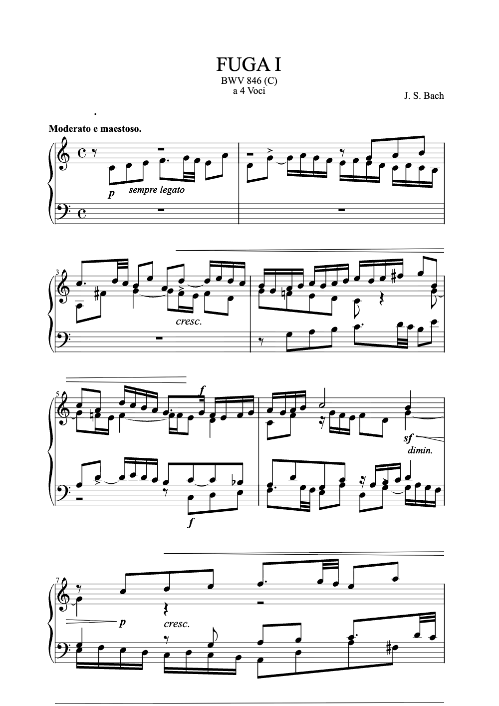 Sheet music preview for Fuga I