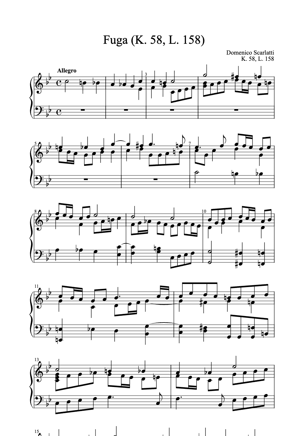 Sheet music preview for Fuga