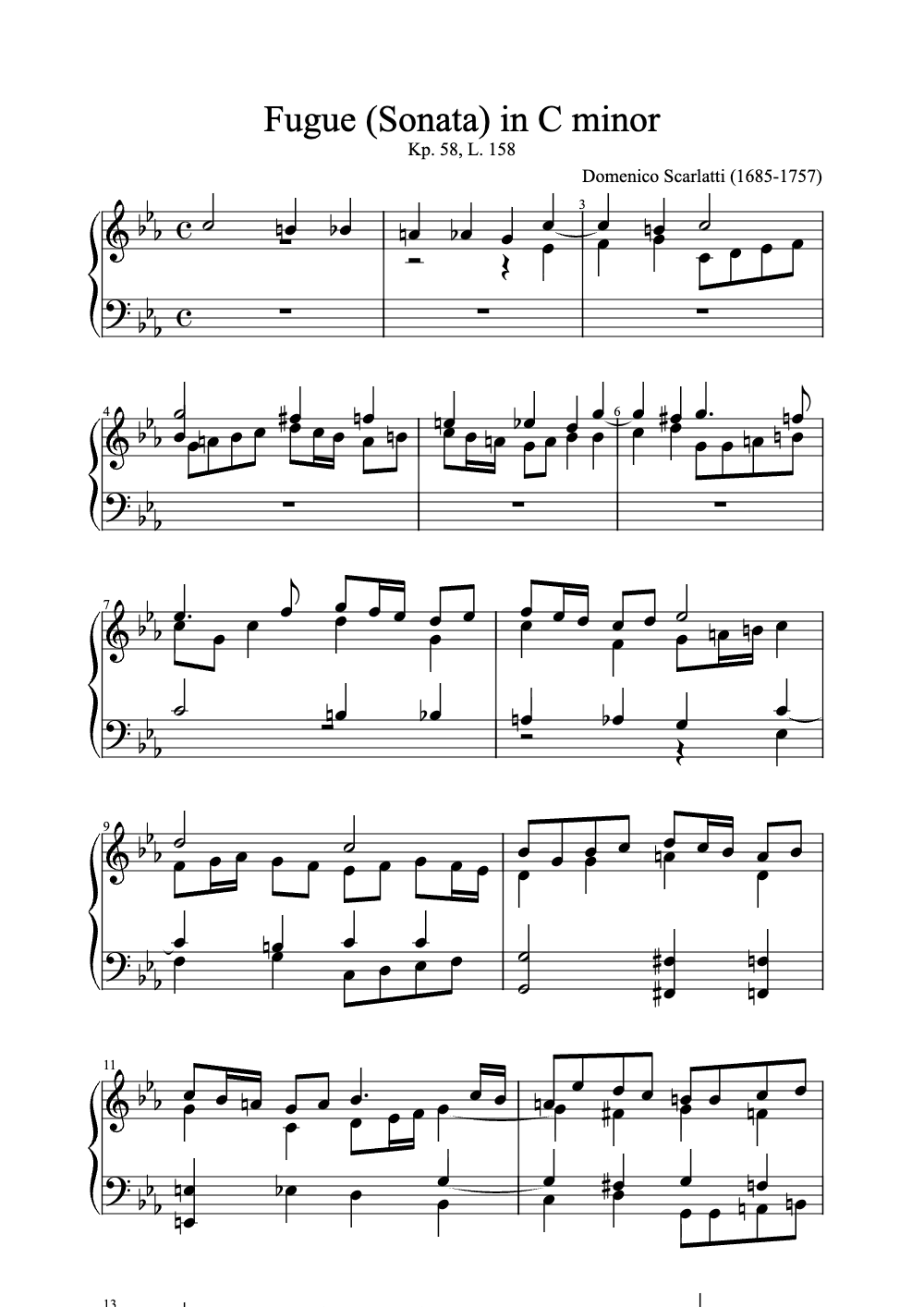 Sheet music preview for Fugue in C Minor