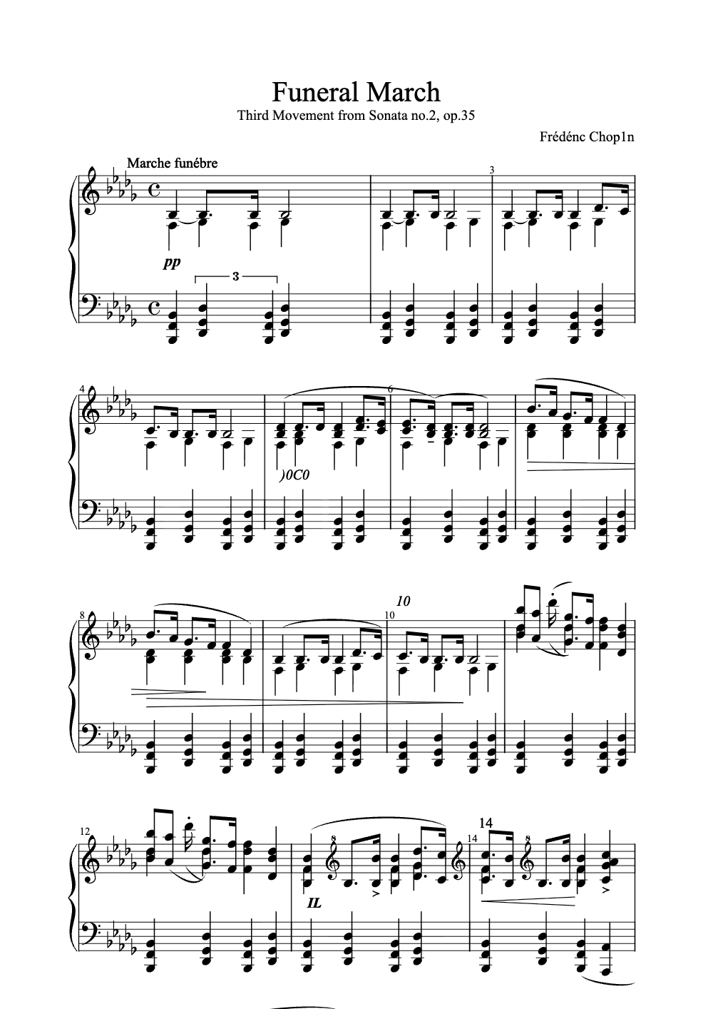 Sheet music preview for Funeral March