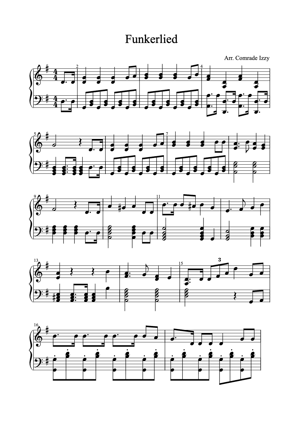 Sheet music preview for Funkerlied
