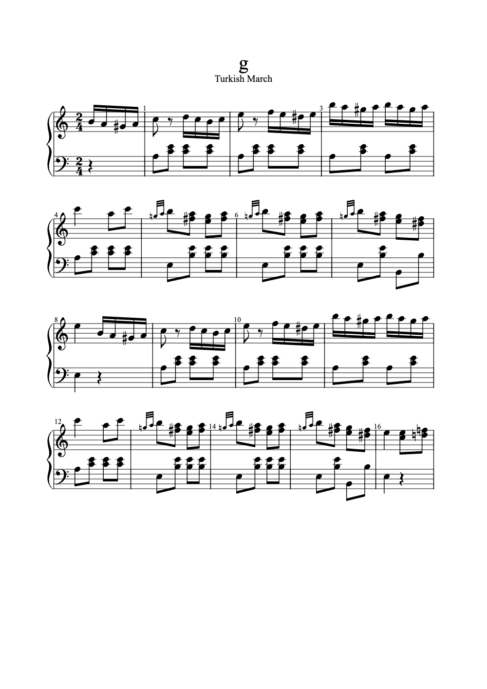 Sheet music preview for g
