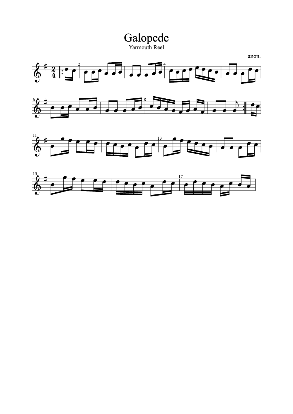 Sheet music preview for Galopede