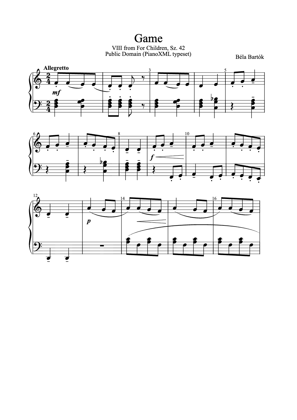 Sheet music preview for Game