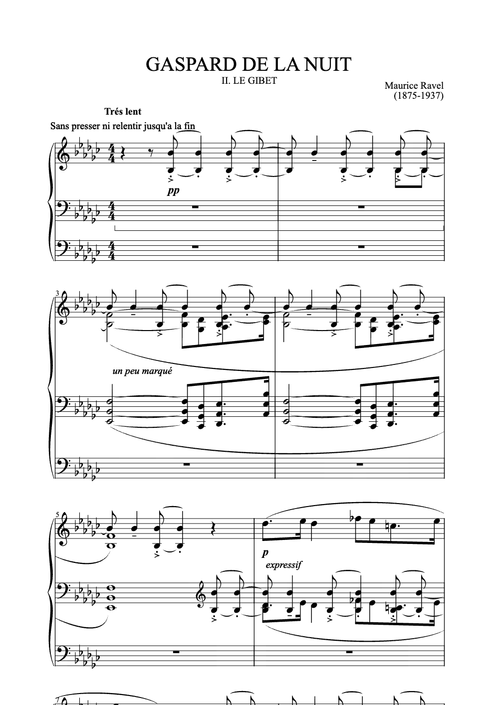 Sheet music preview for Gaspard de la Nuit