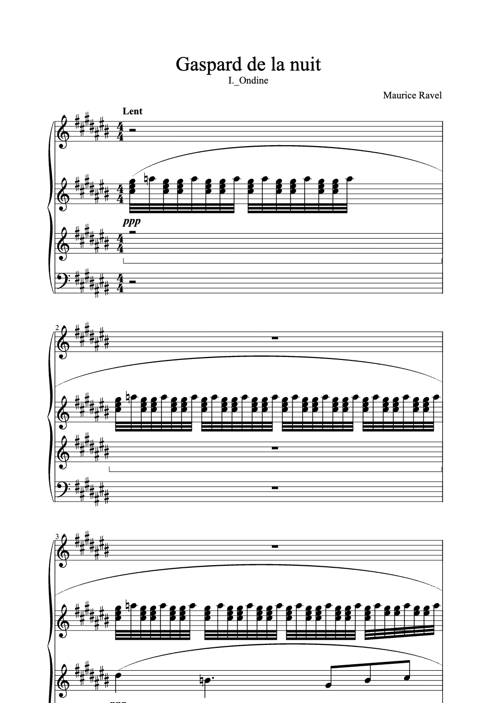 Sheet music preview for Gaspard de la Nuit