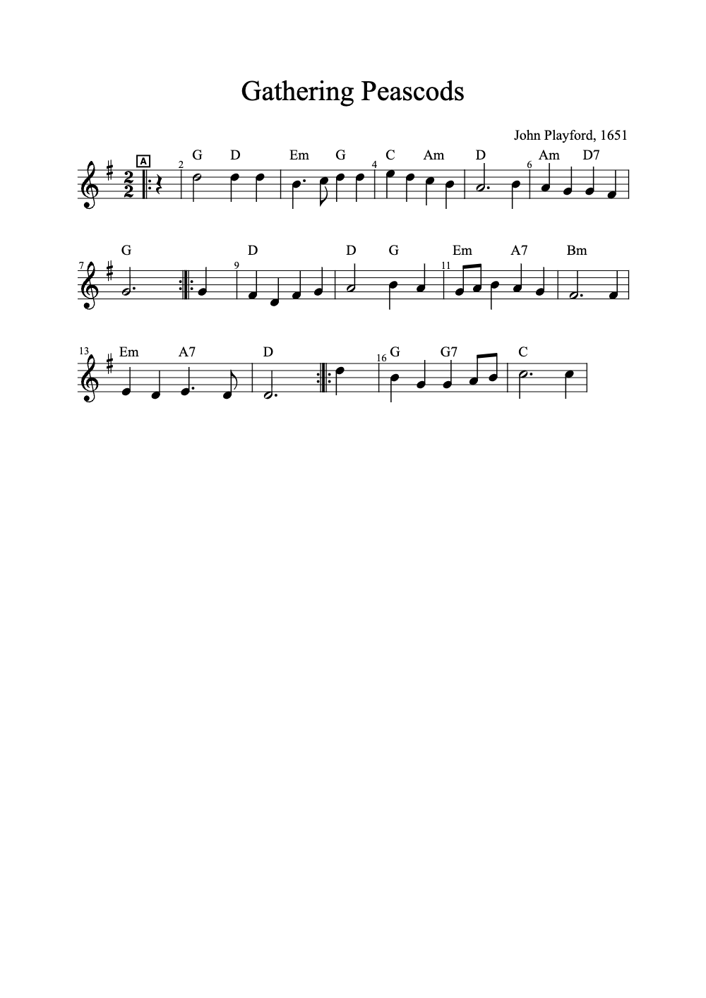 Sheet music preview for Gathering Peascods