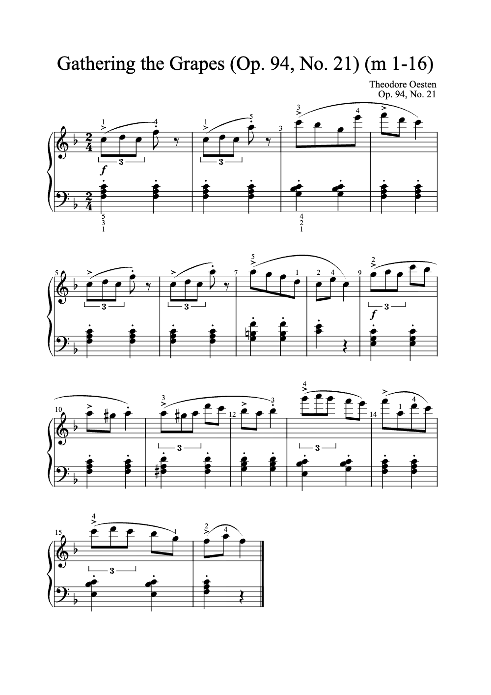 Sheet music preview for Gathering the Grapes