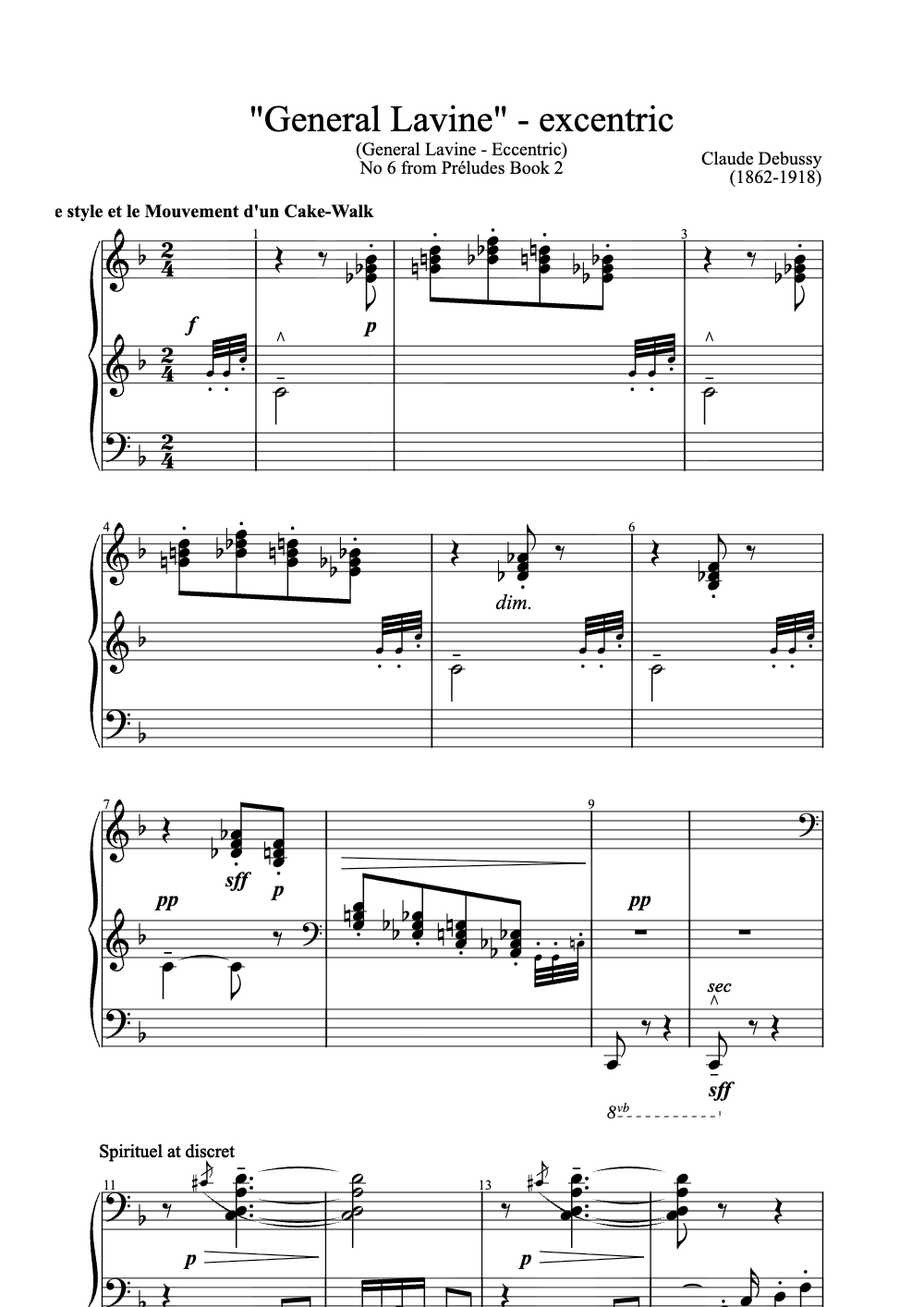 Sheet music preview for General Lavine
