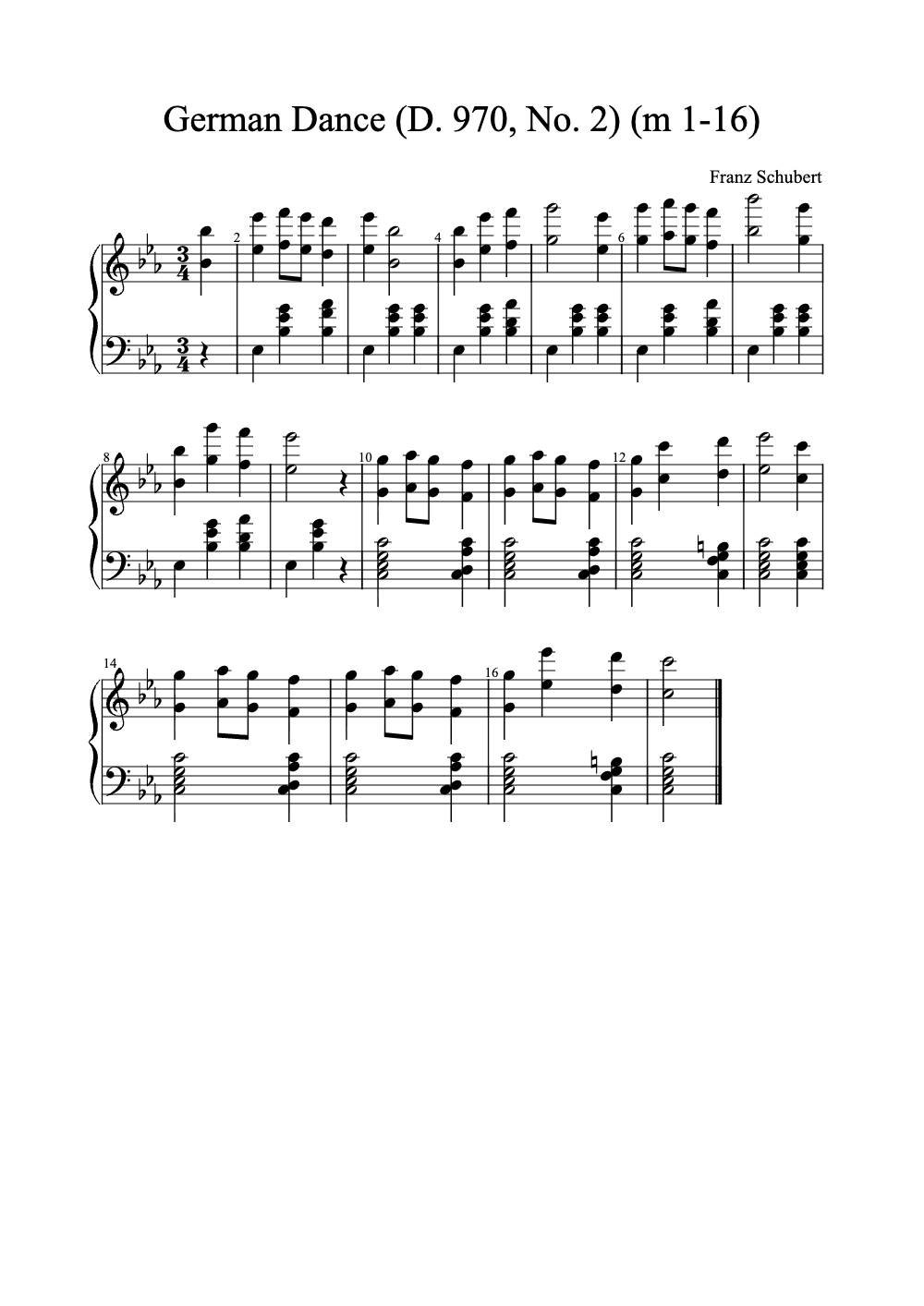 Sheet music preview for German Dance (D. 970, No. 2)