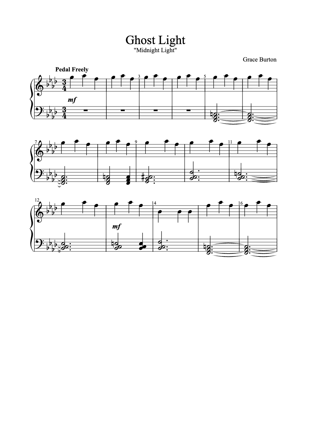 Sheet music preview for Ghost Light