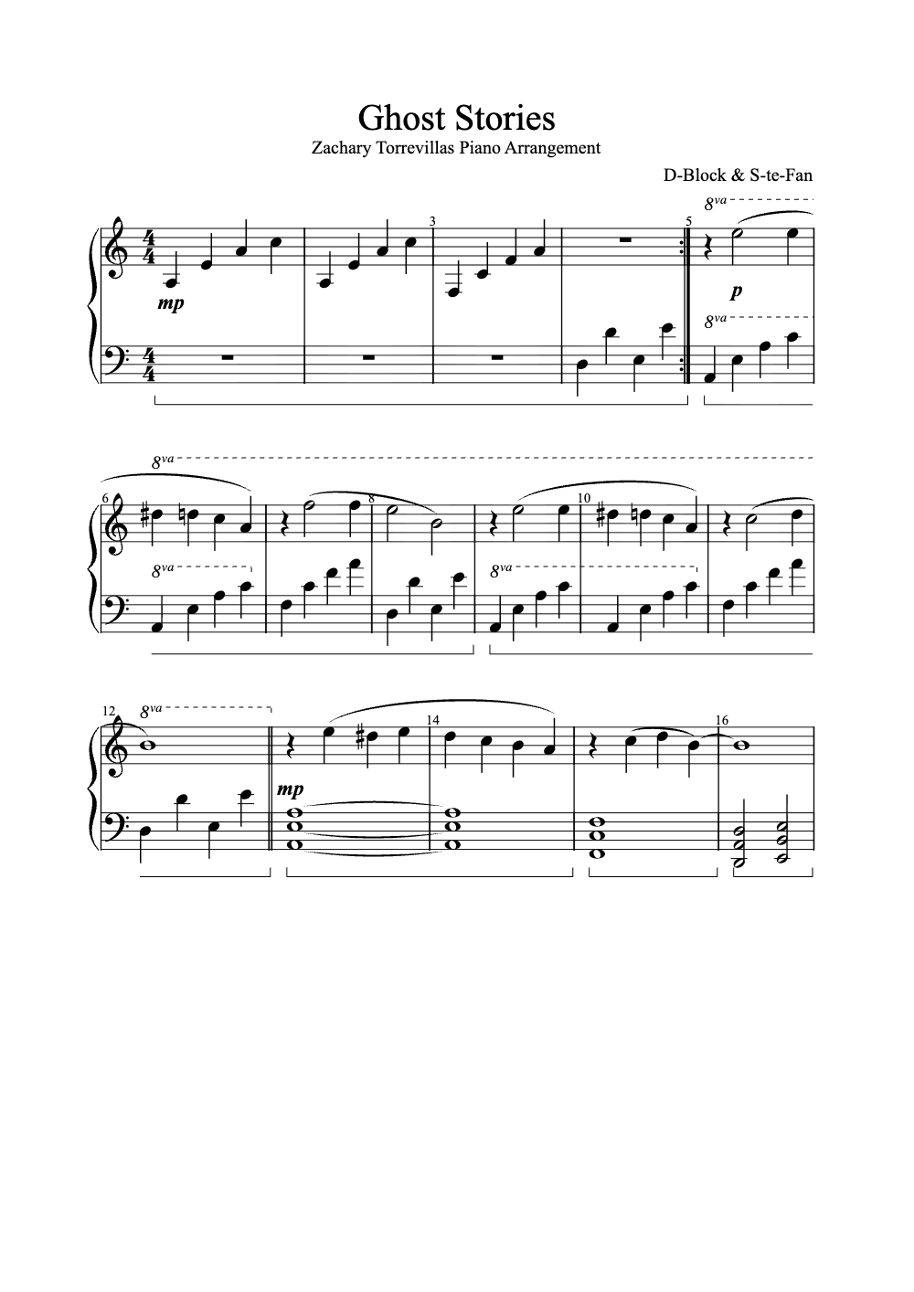 Sheet music preview for Ghost Stories