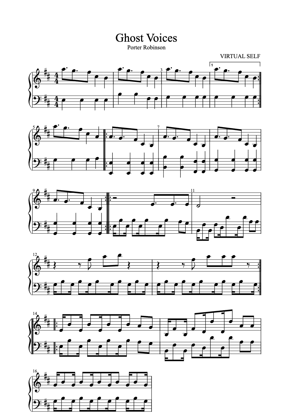 Sheet music preview for Ghost Voices