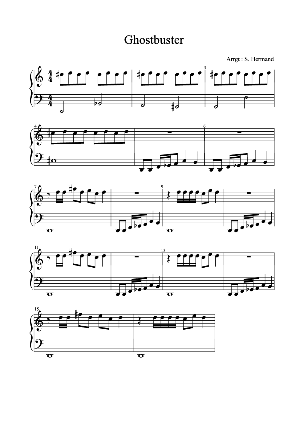 Sheet music preview for Ghostbusters