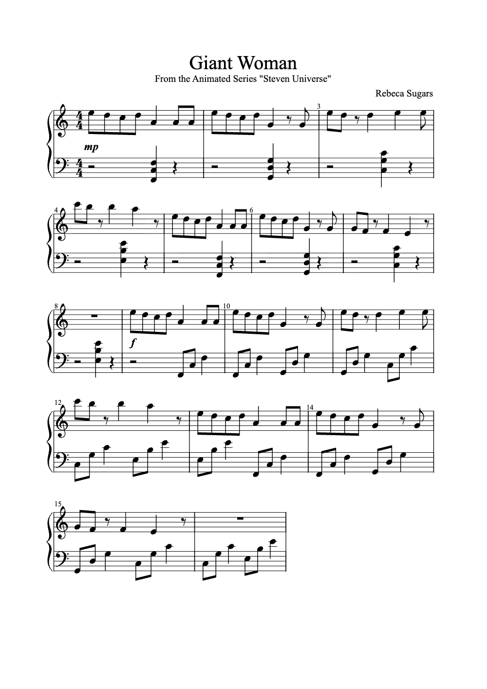 Sheet music preview for Giant Woman