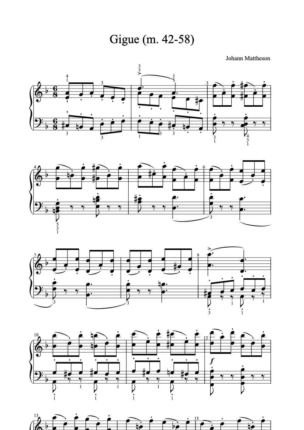 Sheet music preview for Gigue (M. 42-58)