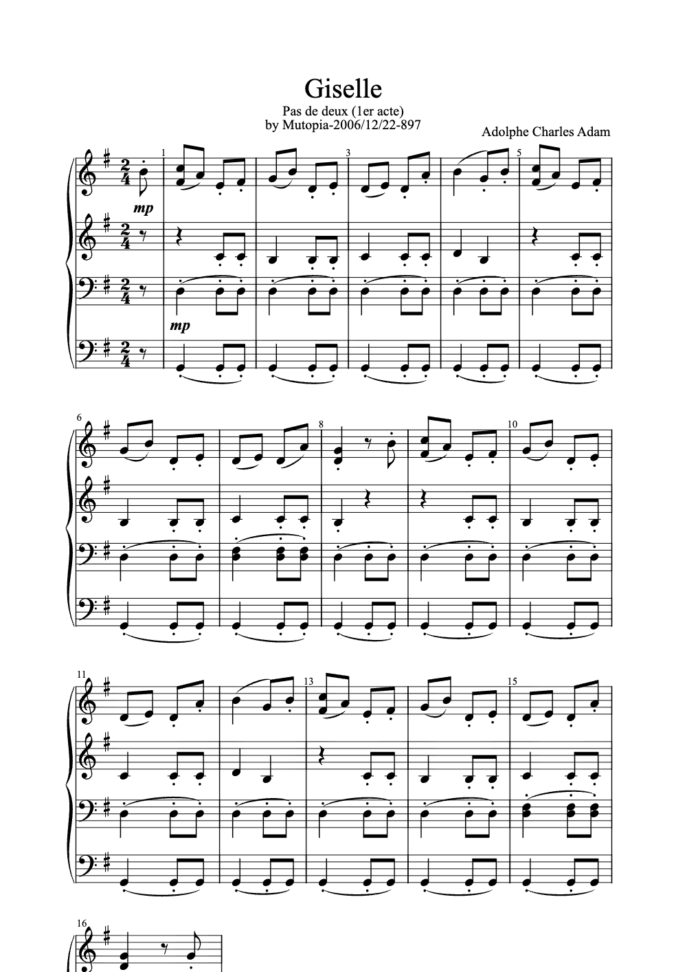 Sheet music preview for Giselle