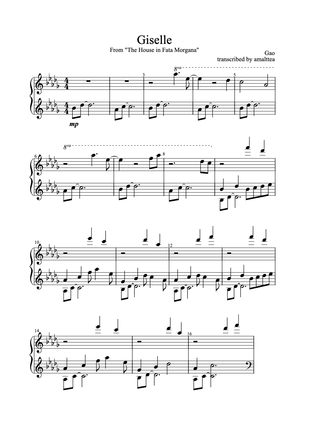 Sheet music preview for Giselle