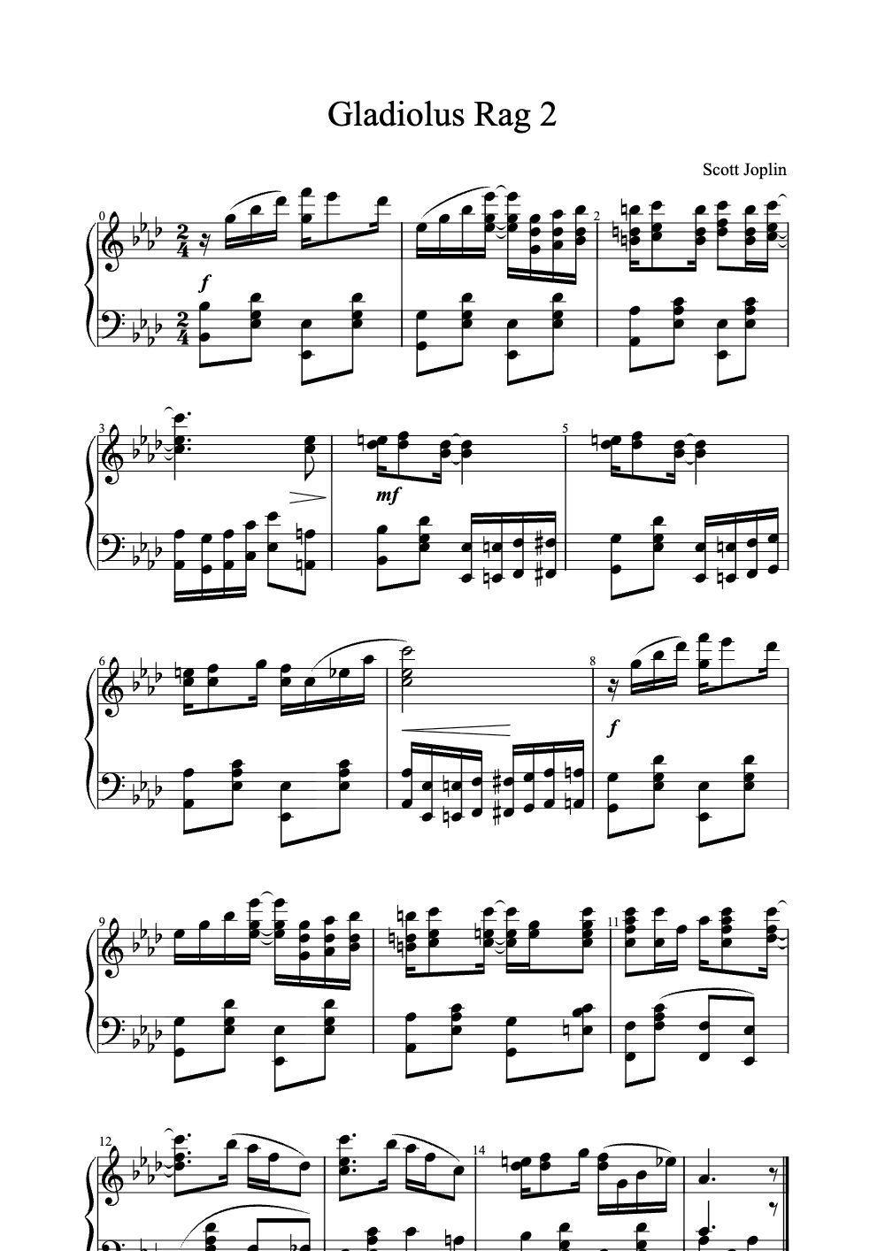 Sheet music preview for Gladiolus Rag 2