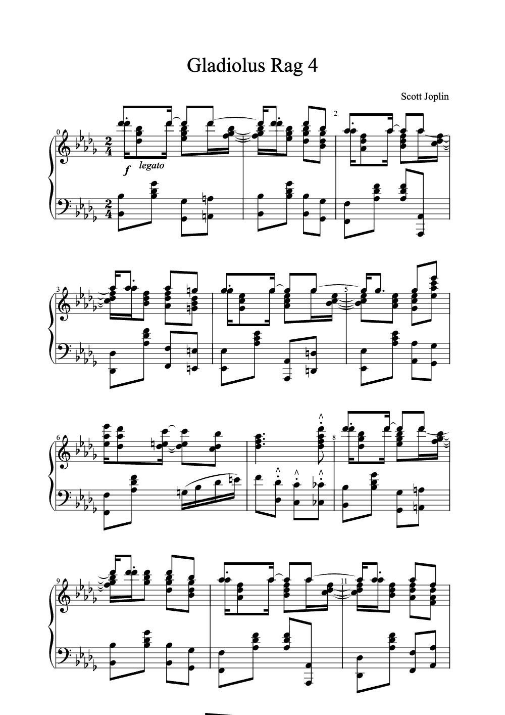 Sheet music preview for Gladiolus Rag