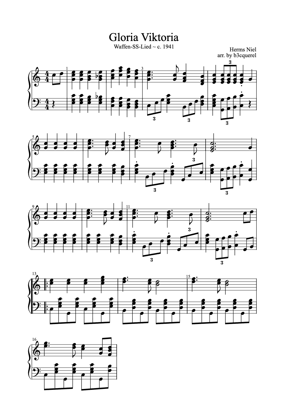 Sheet music preview for Gloria Viktoria