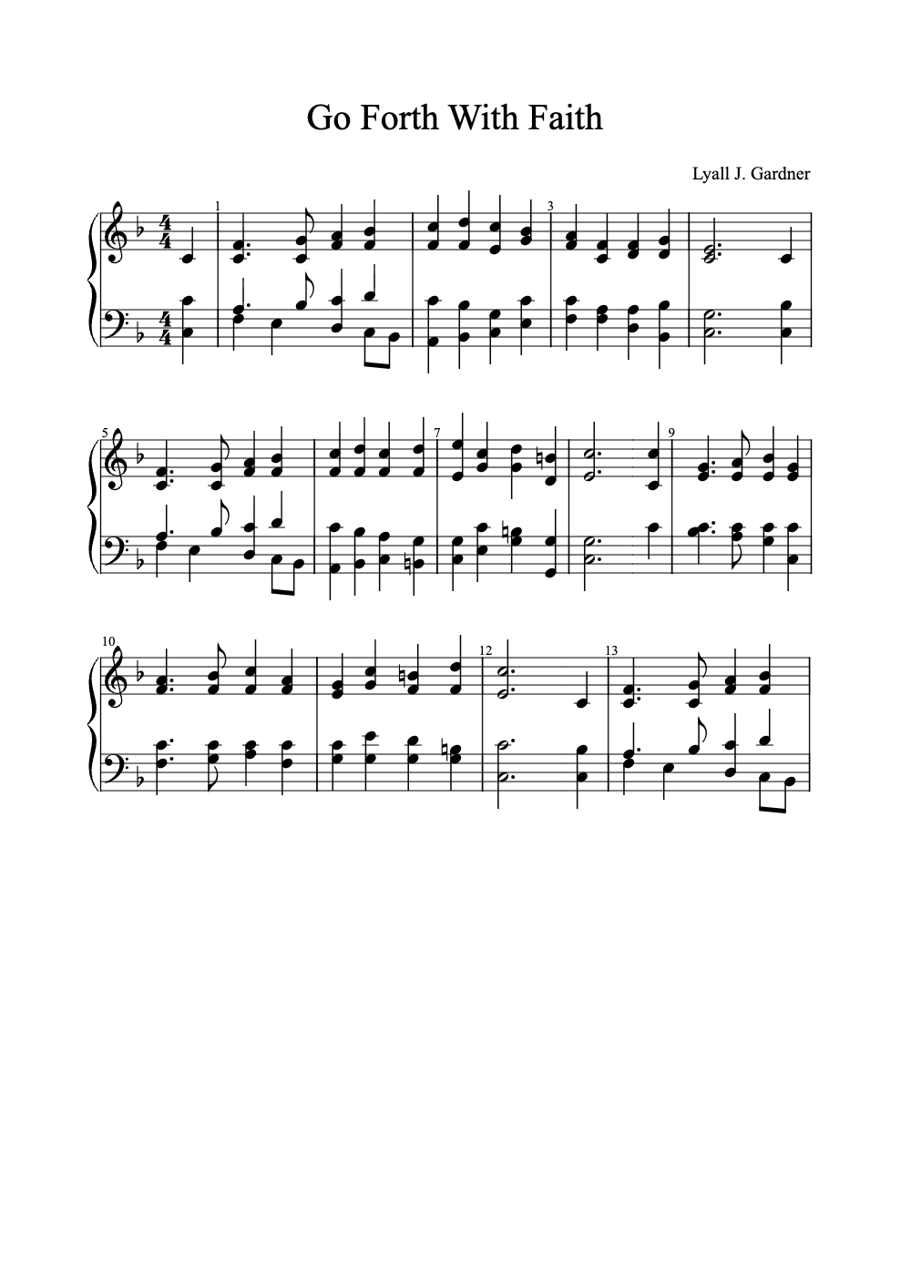 Sheet music preview for Go Forth with Faith