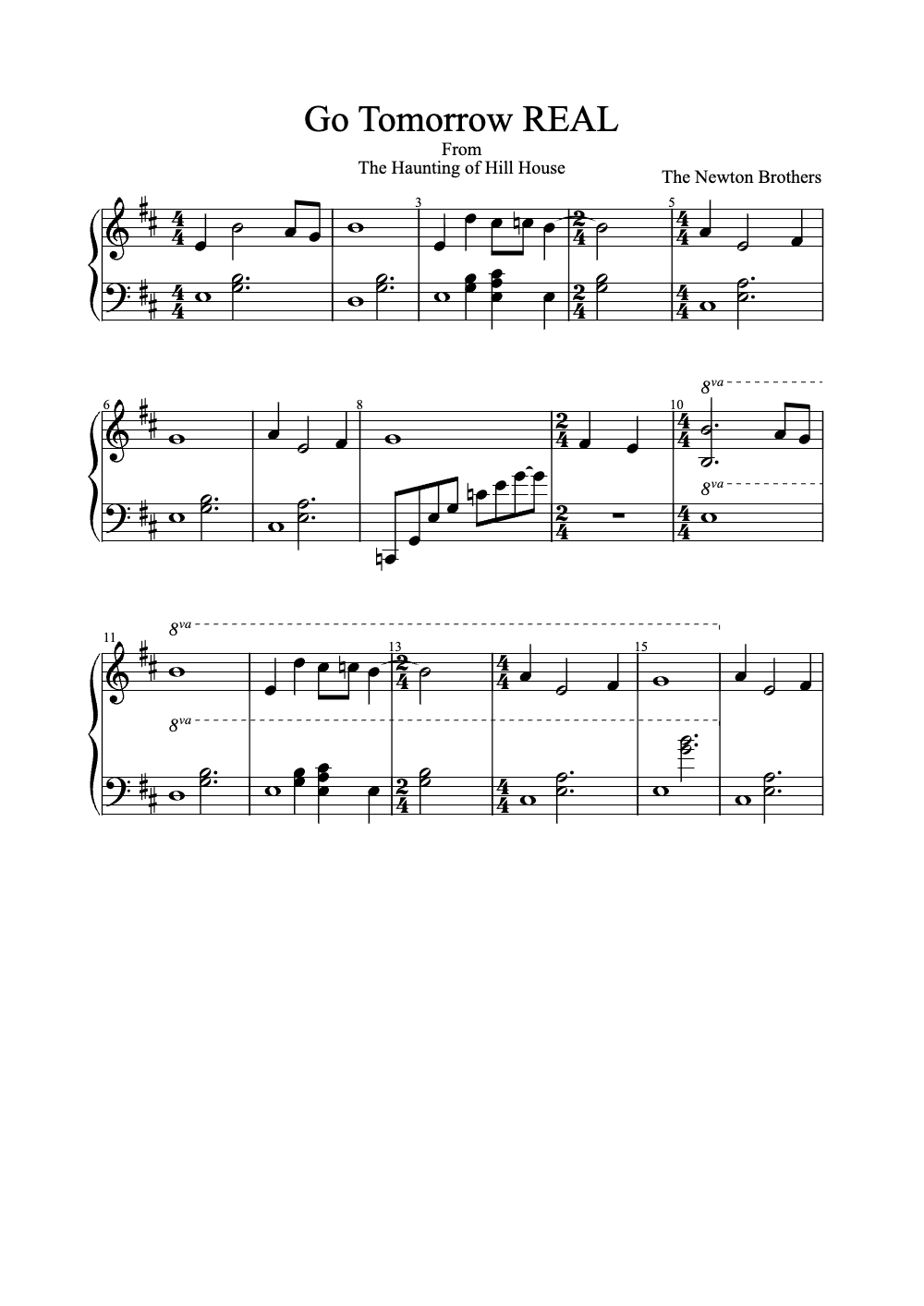 Sheet music preview for Go Tomorrow