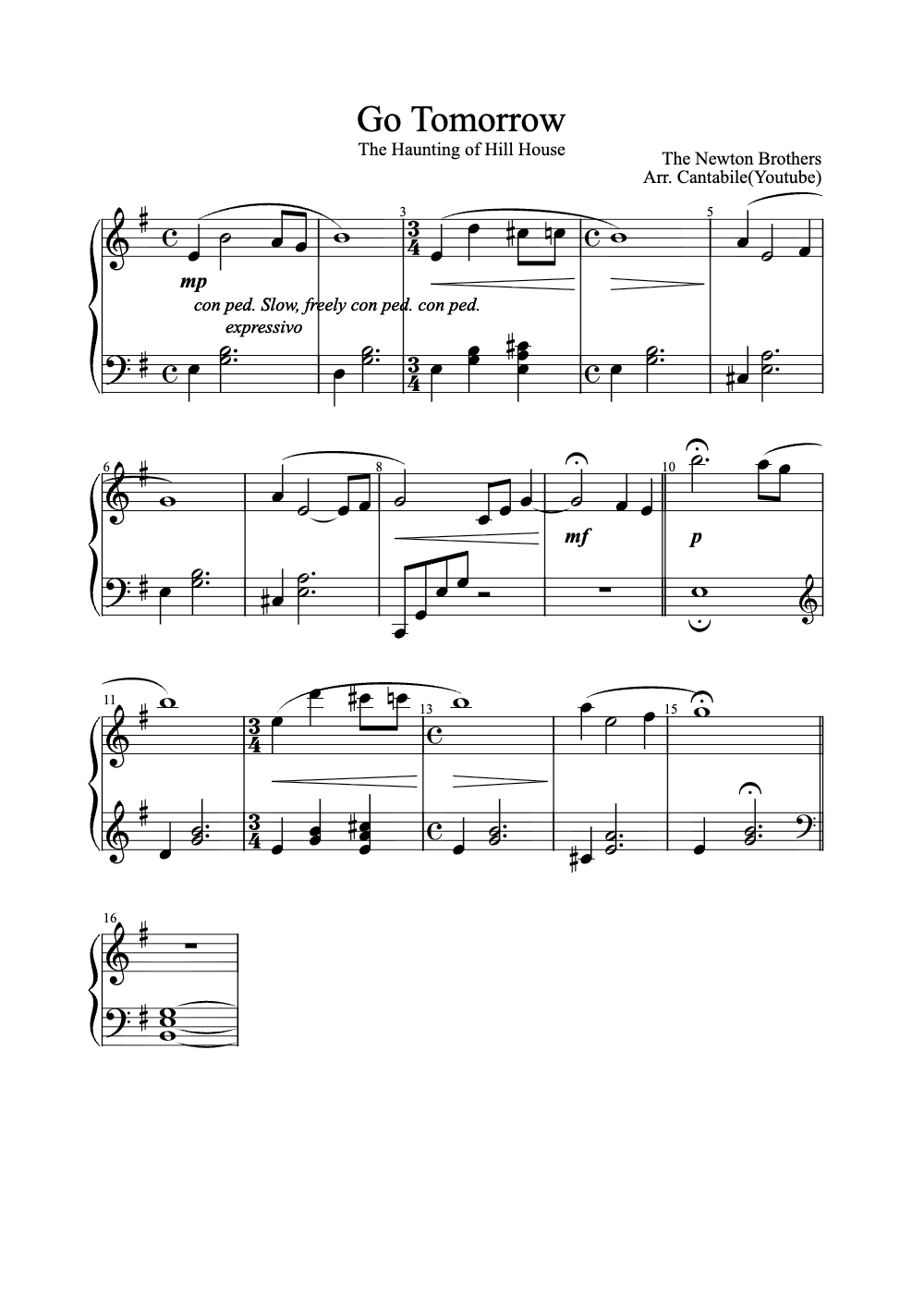 Sheet music preview for Go Tomorrow