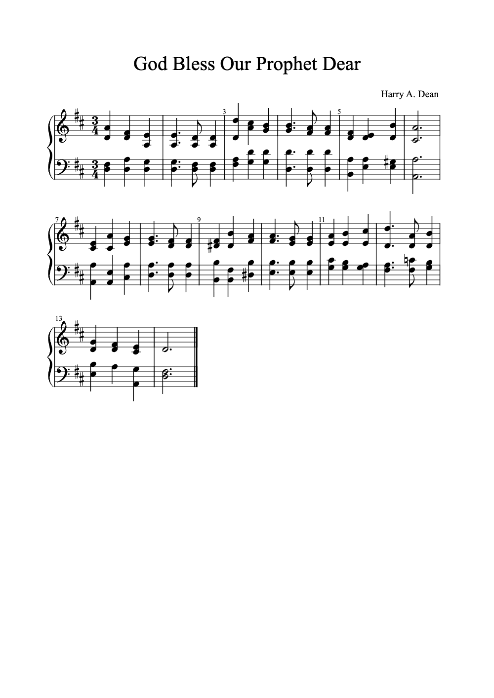 Sheet music preview for God Bless Our Prophet Dear