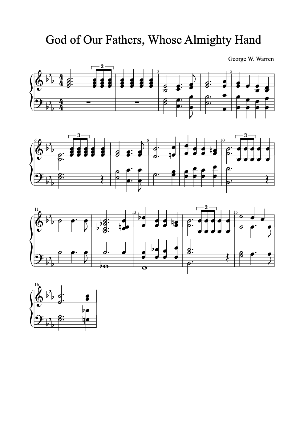Sheet music preview for God of Our Fathers, Whose Almighty Hand