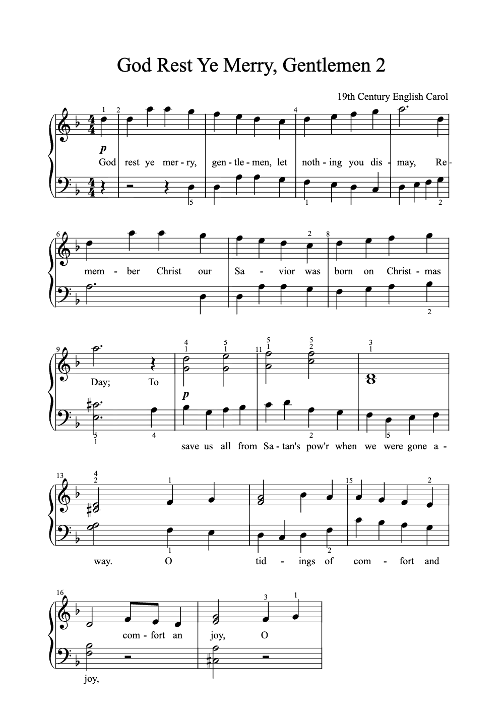 Sheet music preview for God Rest Ye Merry, Gentlemen