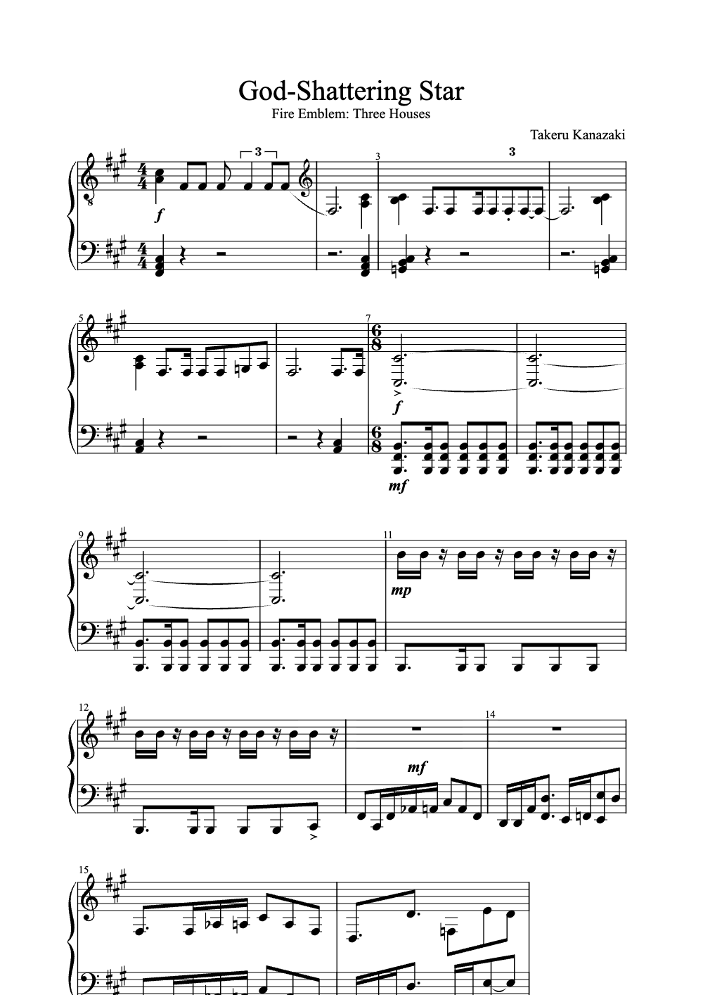 Sheet music preview for God-Shattering Star