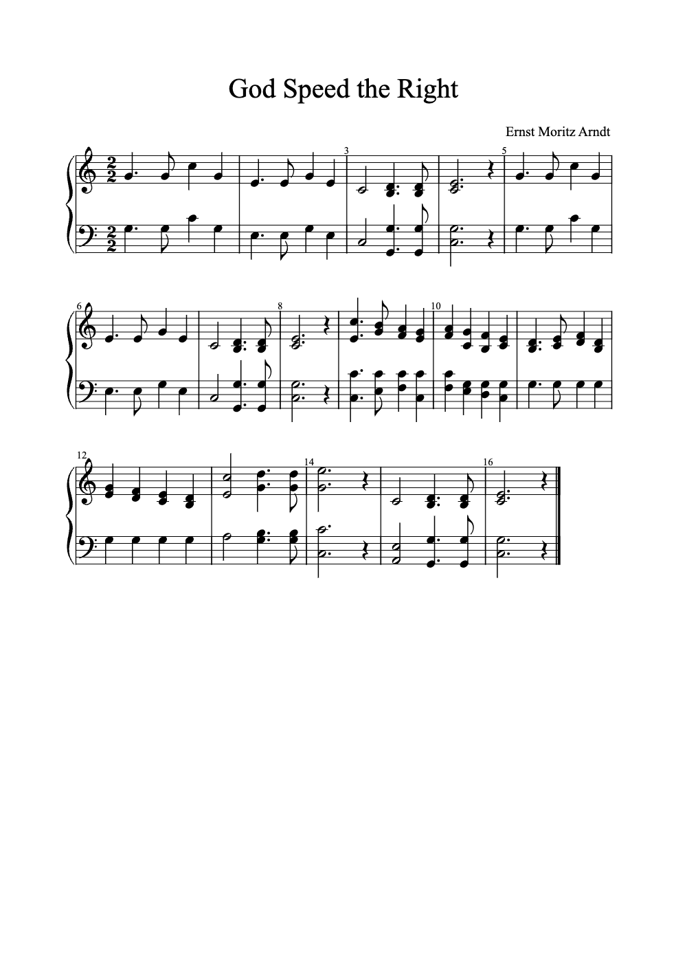 Sheet music preview for God Speed the Right