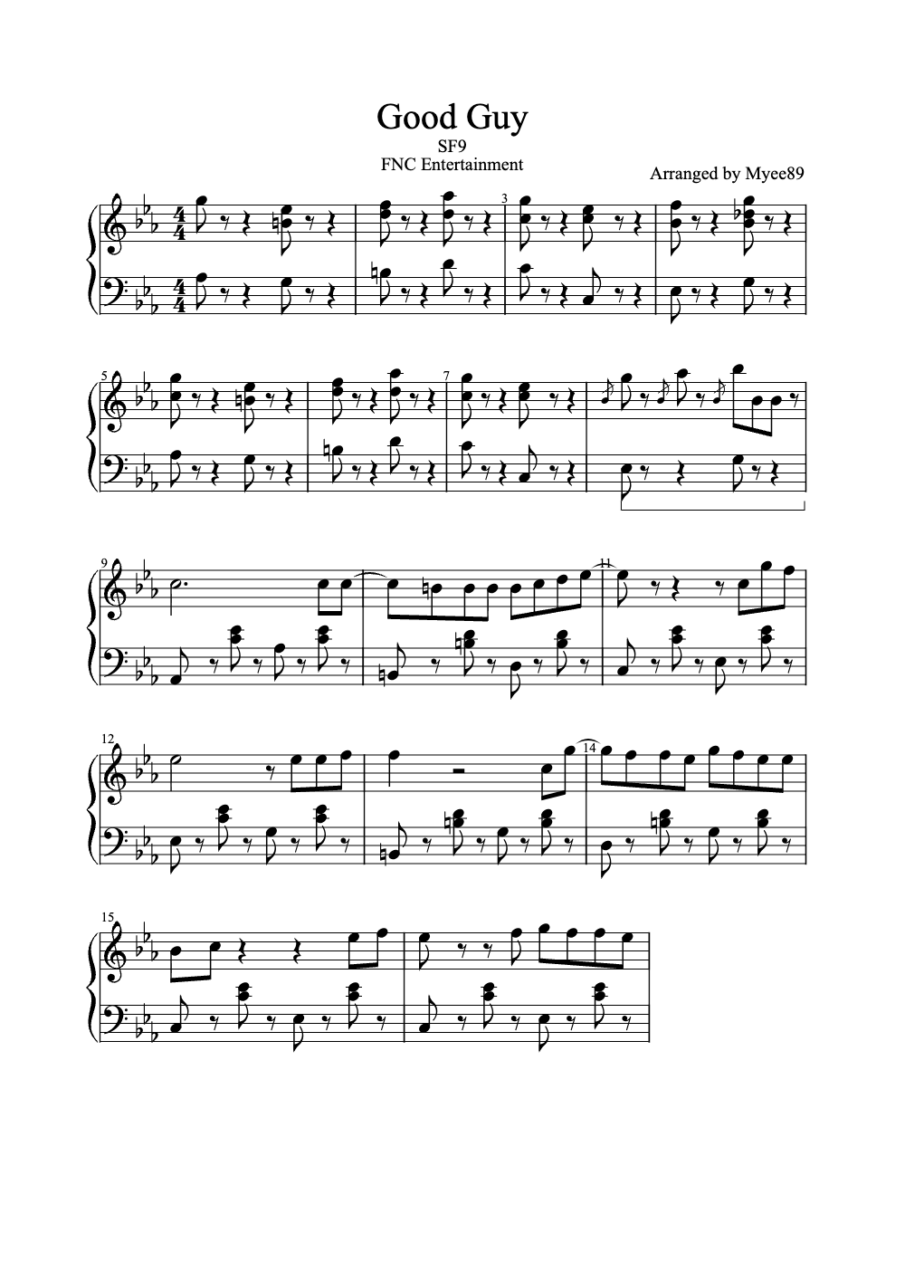 Sheet music preview for Good Guy
